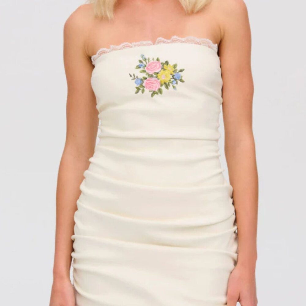 For Love & Lemons Maude Cream Mini Dress NWT